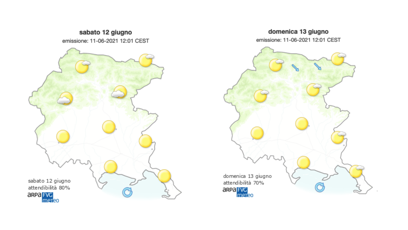 Splende il sole sul Goriziano, molto caldo e maggiore stabilità